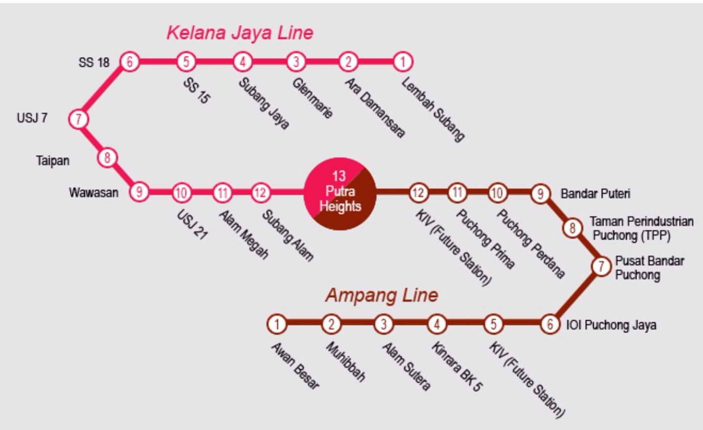 Park & Ride stations - LRT Line Extension Alignment Map | Property Malaysia